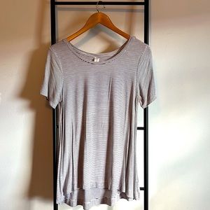 Old Navy Luxe Short Sleeve Black and White Striped Babydoll Shirt